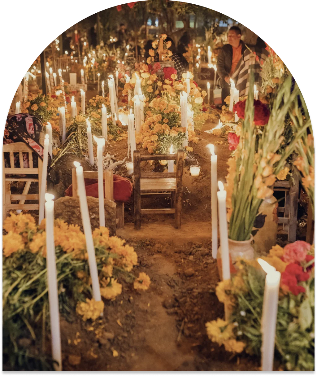 Traditional altar with decorations and offerings